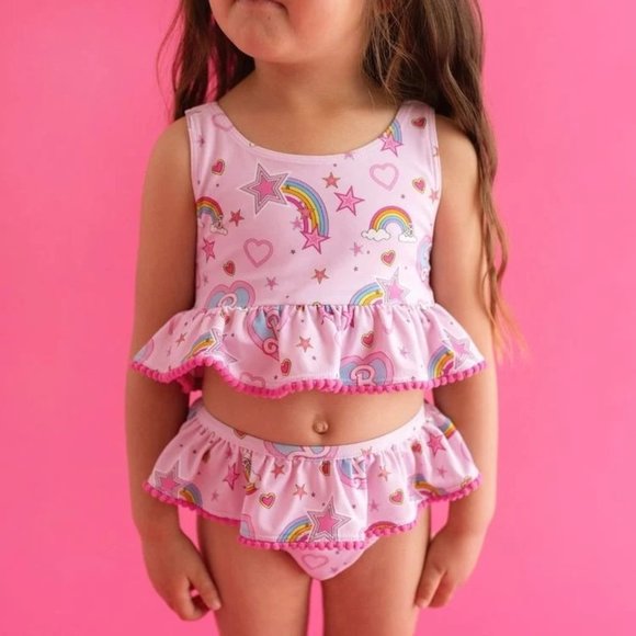 NWT Posh Peanut Barbie Star Power Girls Ruffled 2 Piece Tankini Set Size 2T - Picture 1 of 5